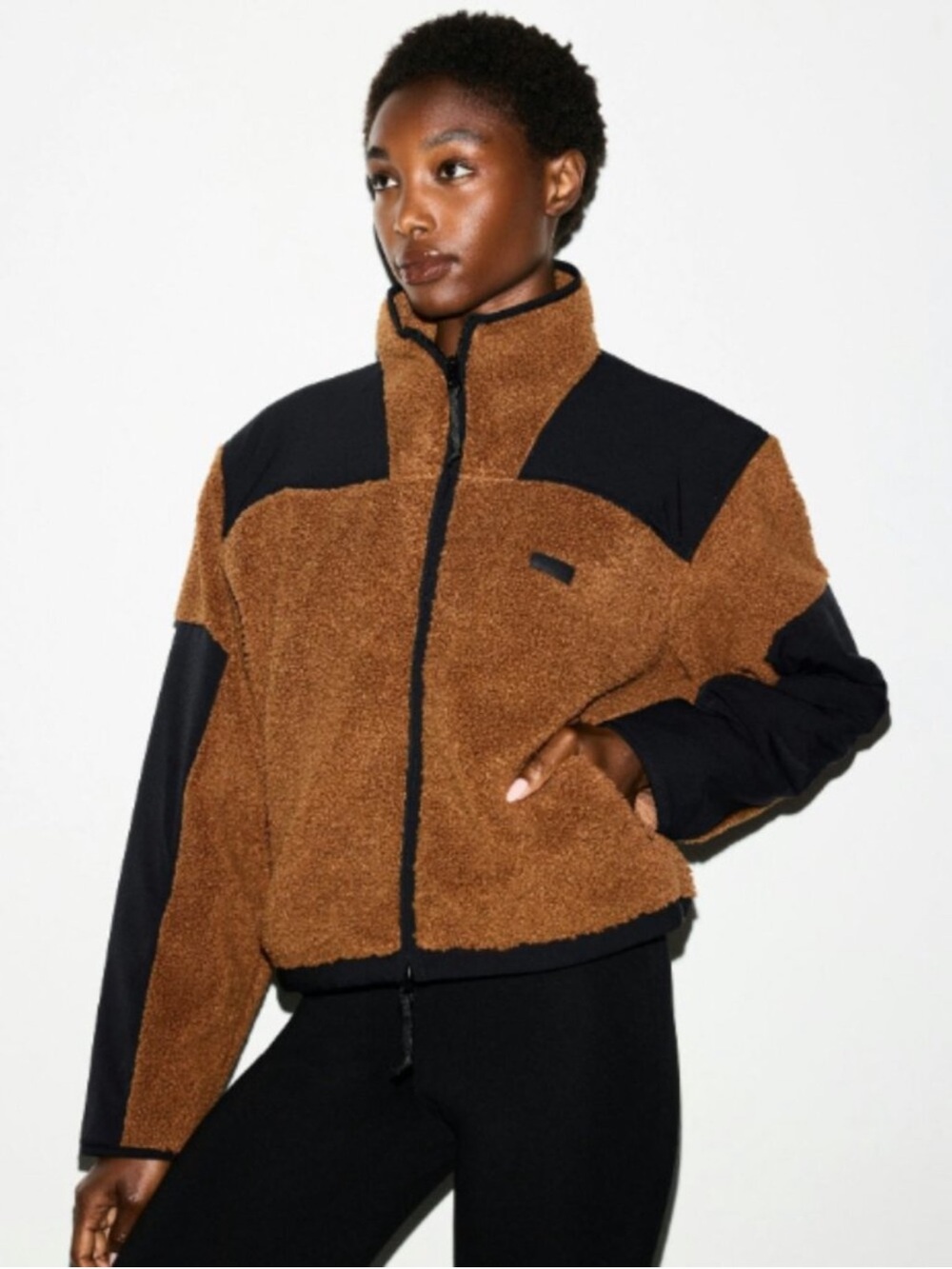 Skims Teddy Boxy Zip-Up Jacket in Chai